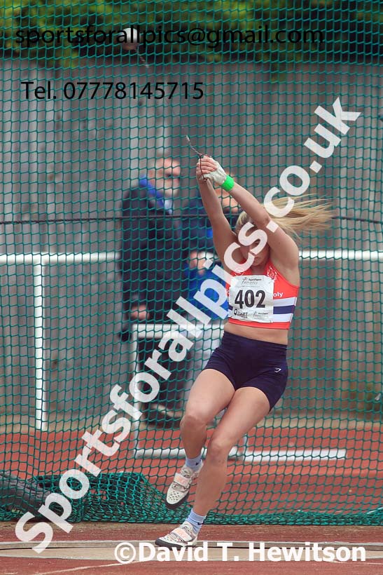 Womens Under-20s hammer, 2024 Northern Senior and Under-20s Track and Field Champs, Middlesbrough.  Photo: David T. Hewitson/Sports for All Pics